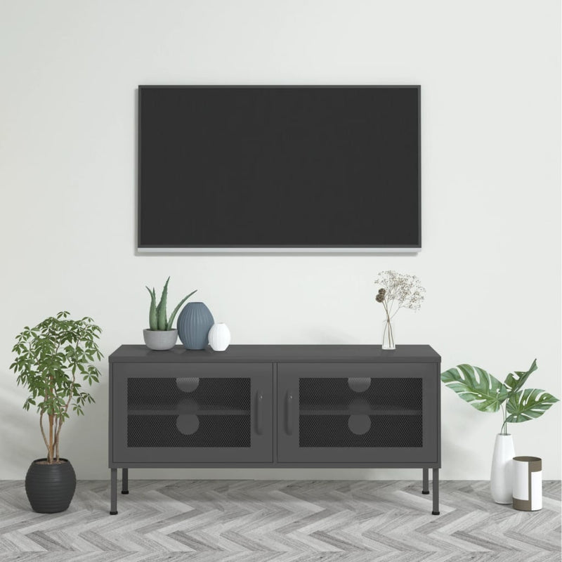 Tv-meubel 105x35x50 cm staal antracietkleurig MeubelReus