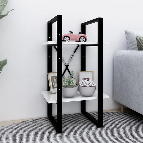 Boekenkast met 2 schappen 40x30x70 cm bewerkt hout wit MeubelReus