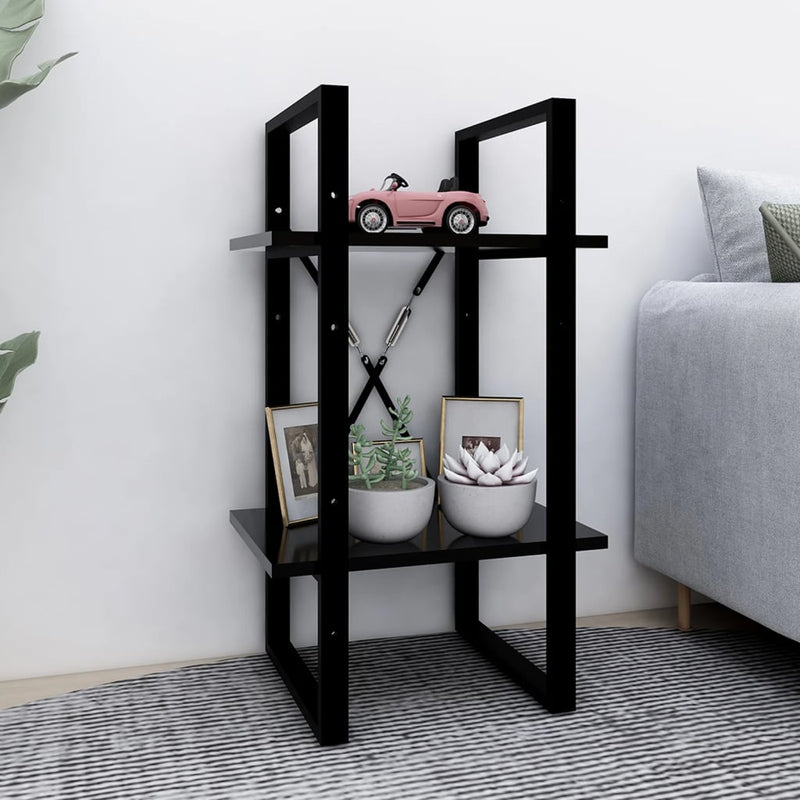 Boekenkast met 2 schappen 40x30x70 cm spaanplaat zwart MeubelReus