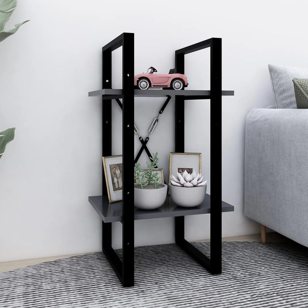Boekenkast met 2 schappen 40x30x70 cm spaanplaat grijs MeubelReus
