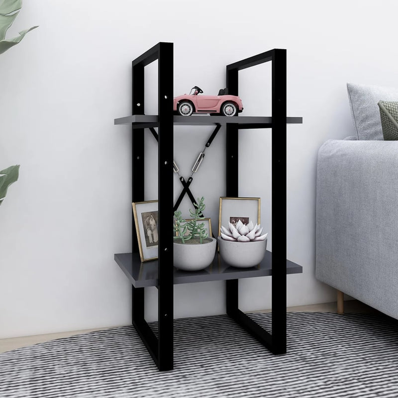 Boekenkast met 2 schappen 40x30x70 cm spaanplaat grijs MeubelReus