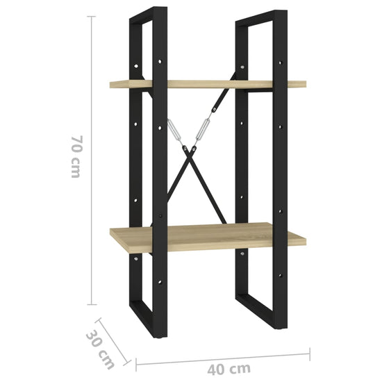 Boekenkast met 2 schappen 40x30x70 cm spaanplaat sonoma eiken MeubelReus