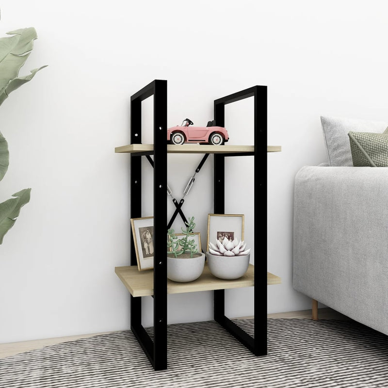 Boekenkast met 2 schappen 40x30x70 cm spaanplaat sonoma eiken MeubelReus