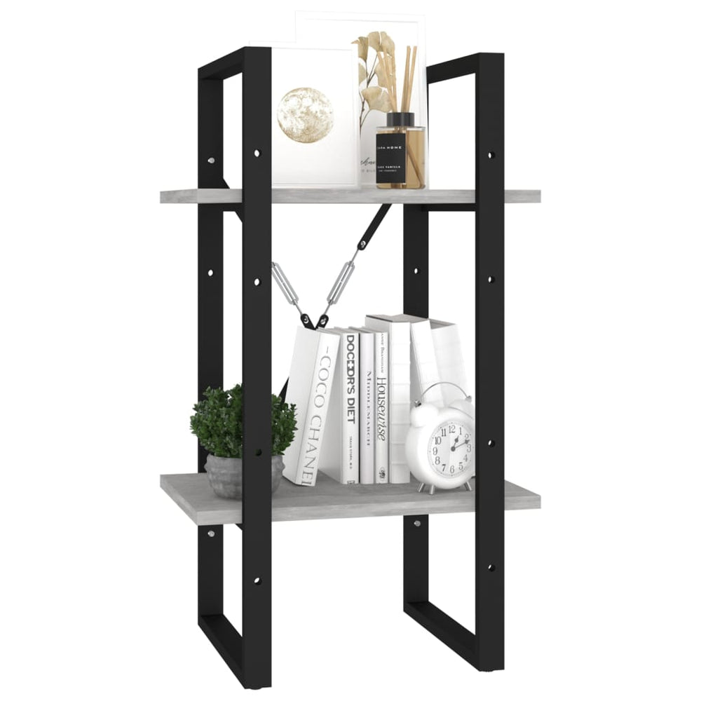 Boekenkast met 2 schappen 40x30x70 cm spaanplaat betongrijs MeubelReus