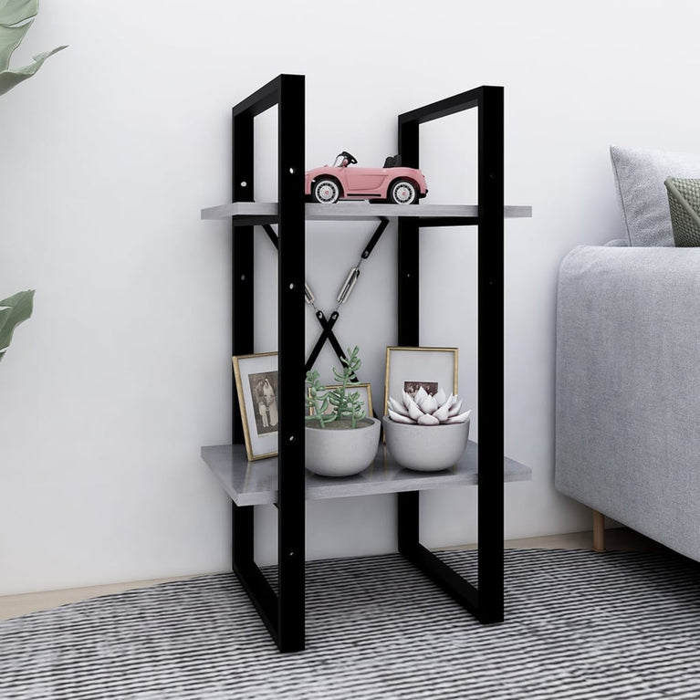 Boekenkast met 2 schappen 40x30x70 cm spaanplaat betongrijs MeubelReus