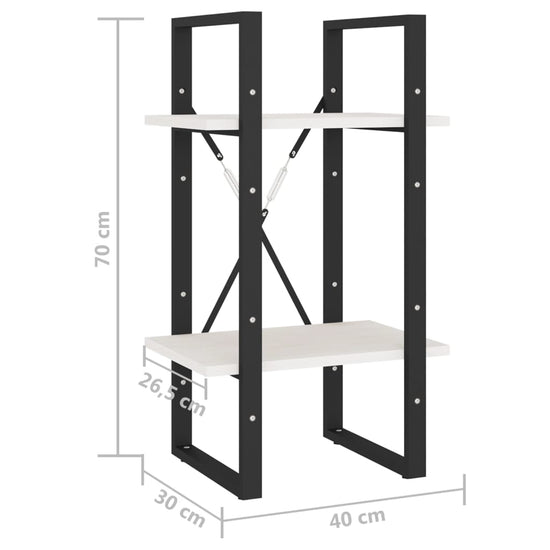 Boekenkast met 2 schappen 40x30x70 cm massief grenenhout wit MeubelReus