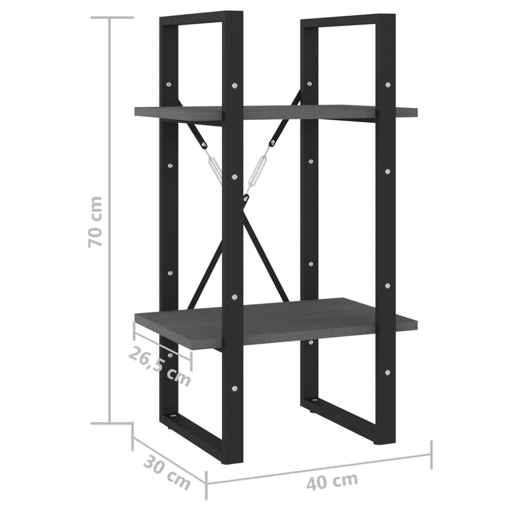 Boekenkast met 2 schappen 40x30x70 cm massief grenenhout grijs MeubelReus