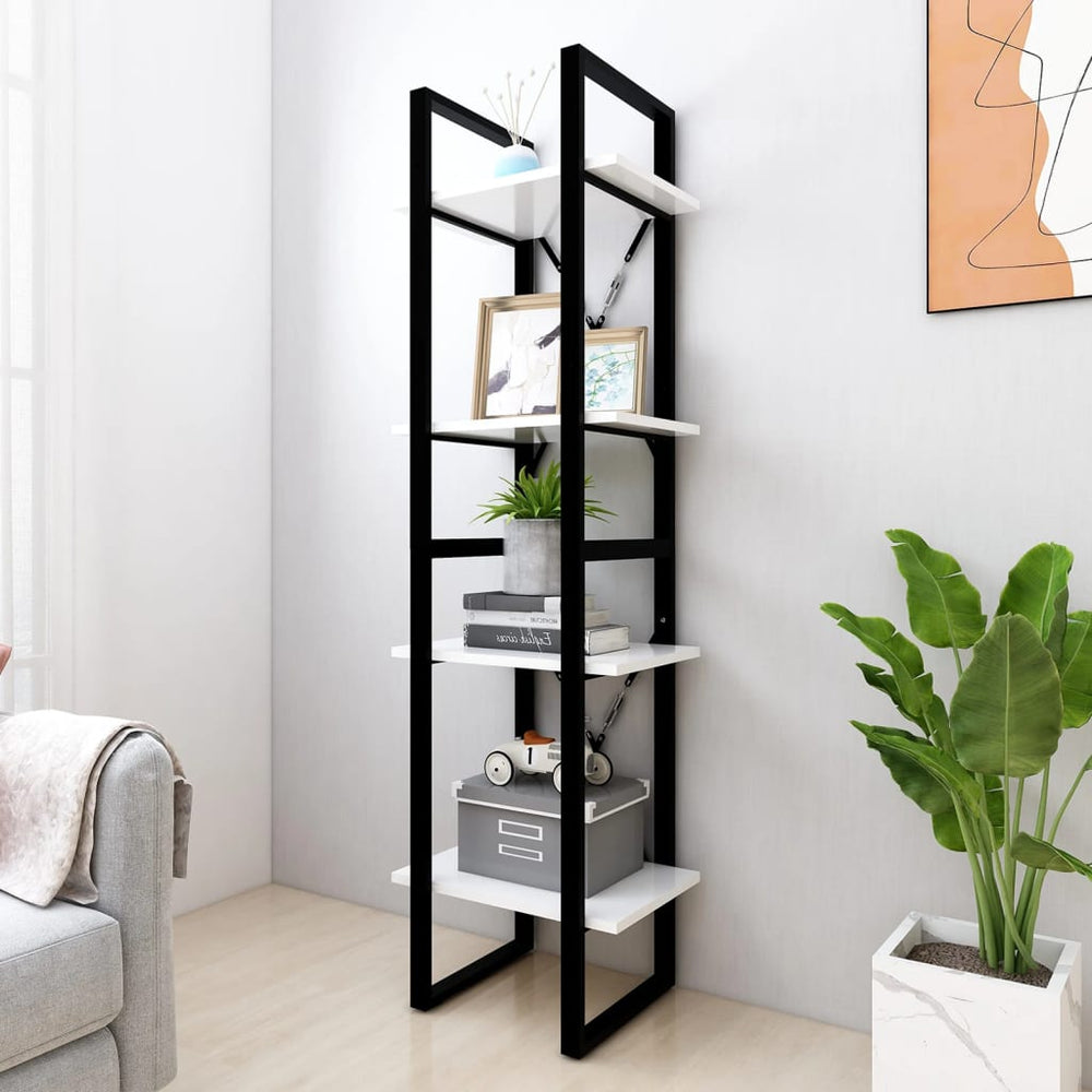 Boekenkast met 4 schappen 40x30x140 cm bewerkt hout wit MeubelReus