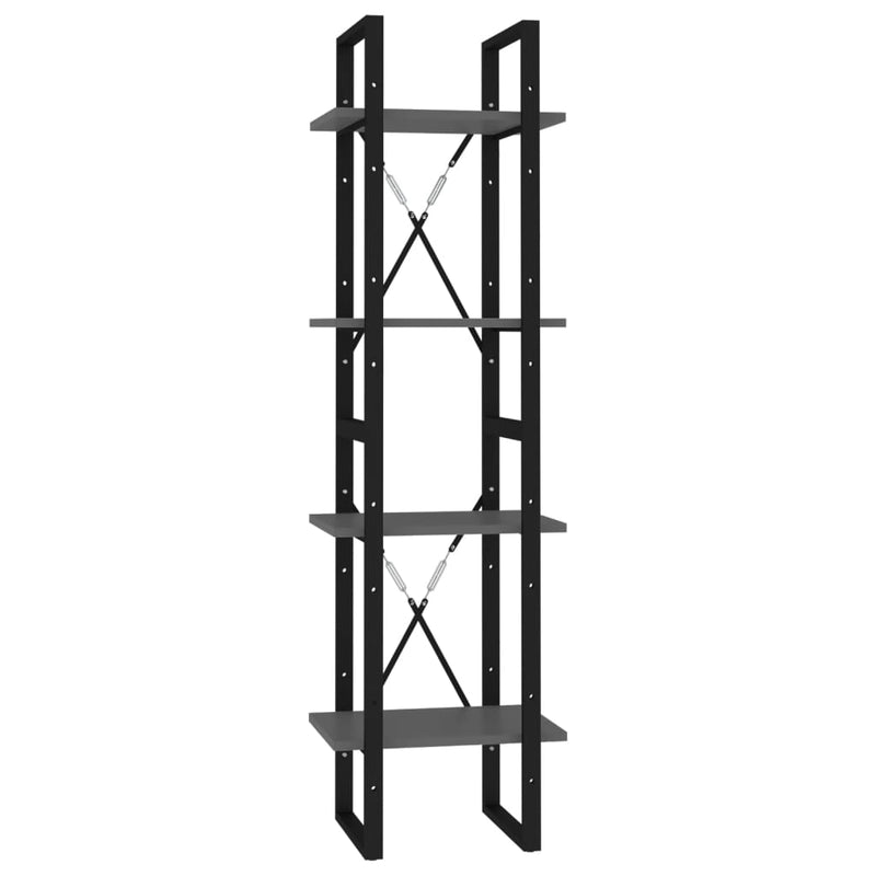 Boekenkast met 4 schappen 40x30x140 cm spaanplaat grijs MeubelReus