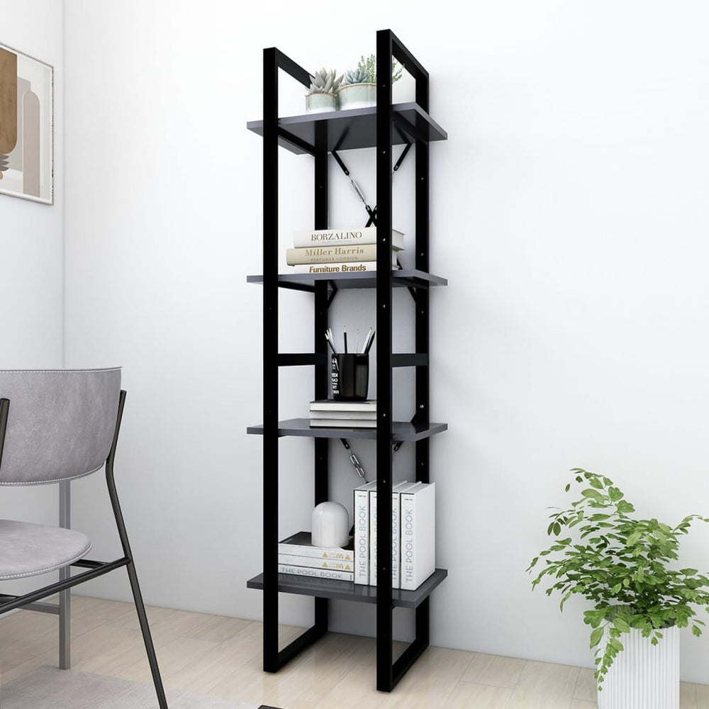 Boekenkast met 4 schappen 40x30x140 cm spaanplaat grijs MeubelReus