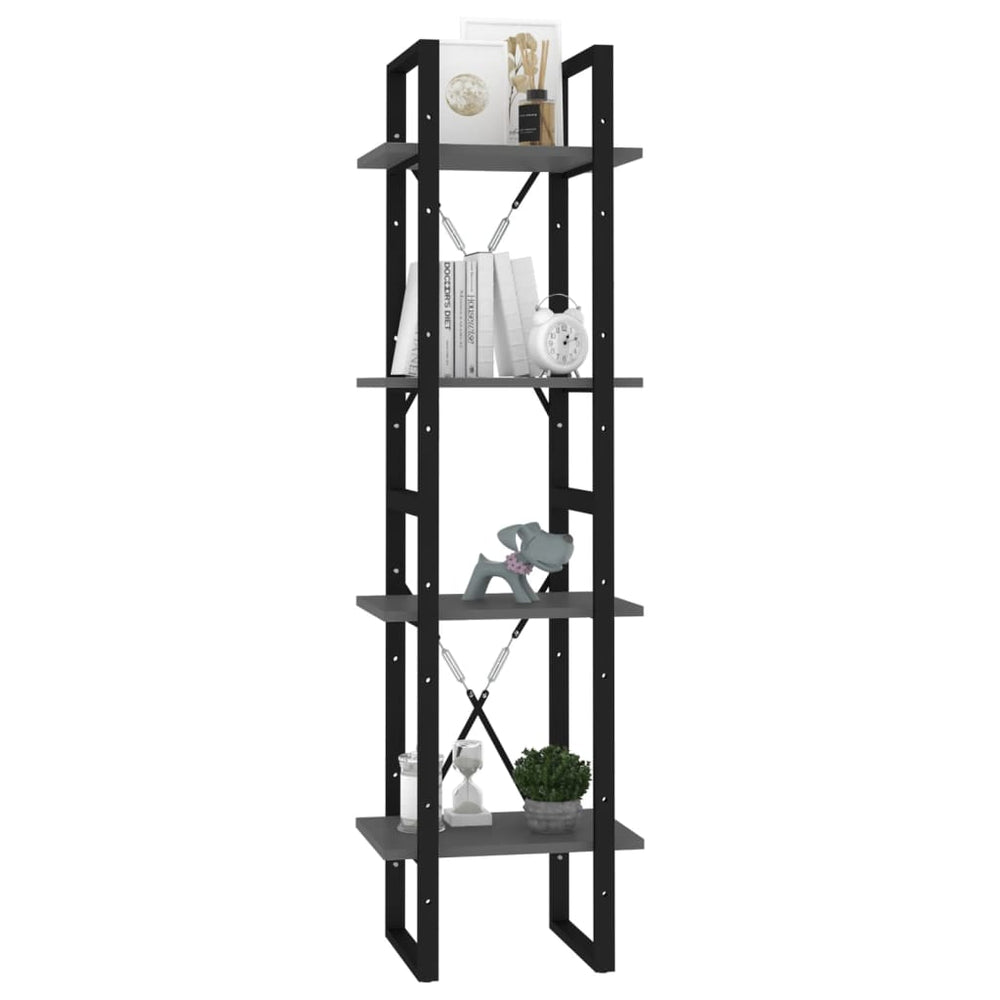 Boekenkast met 4 schappen 40x30x140 cm spaanplaat grijs MeubelReus
