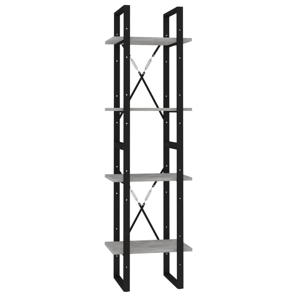 Boekenkast met 4 schappen 40x30x140 cm spaanplaat betongrijs MeubelReus