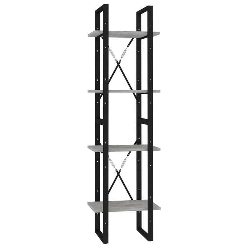 Boekenkast met 4 schappen 40x30x140 cm spaanplaat betongrijs MeubelReus