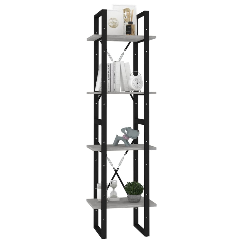 Boekenkast met 4 schappen 40x30x140 cm spaanplaat betongrijs MeubelReus