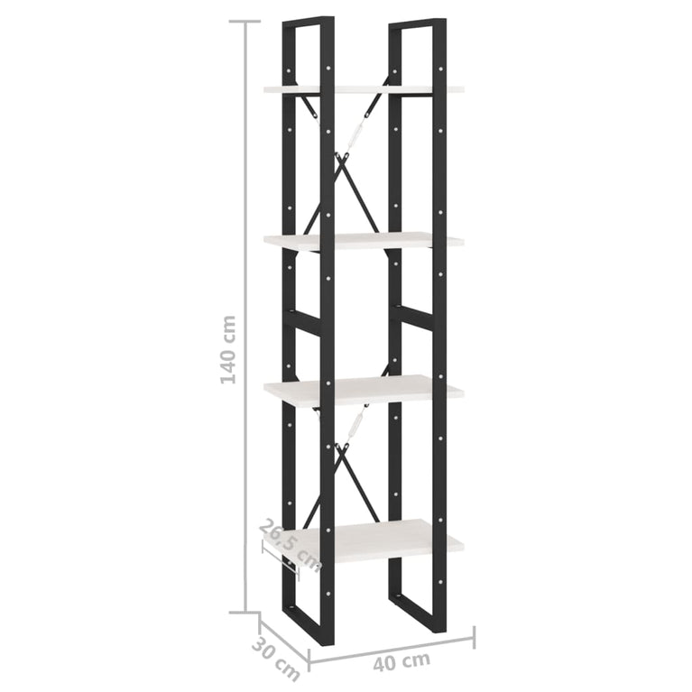 Boekenkast met 4 schappen 40x30x140 cm massief grenenhout MeubelReus