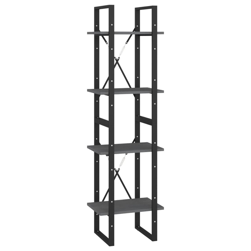 Boekenkast met 4 schappen 40x30x140 cm massief grenenhout grijs MeubelReus