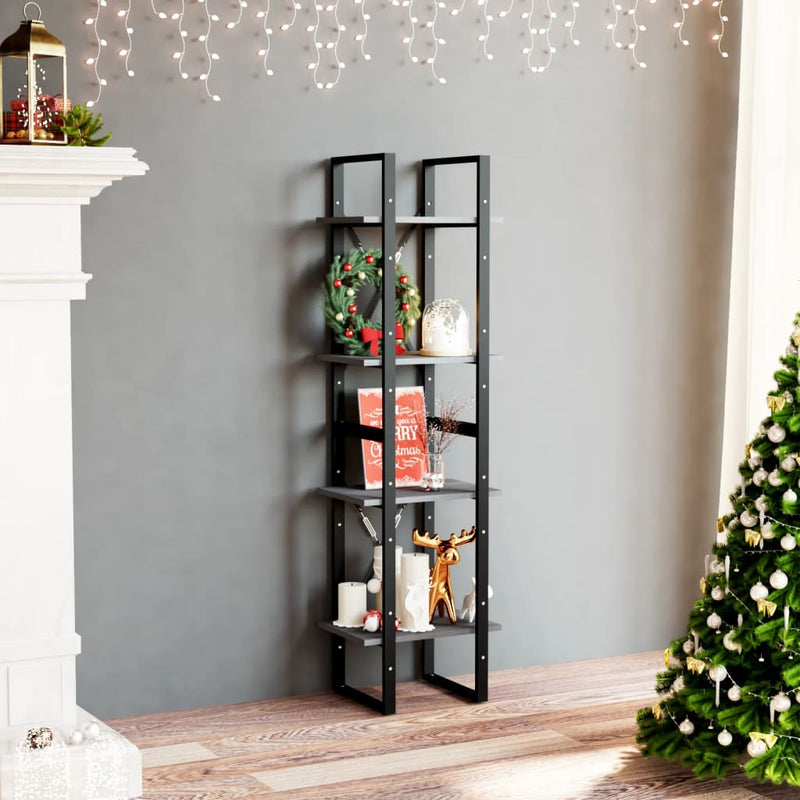 Boekenkast met 4 schappen 40x30x140 cm massief grenenhout grijs MeubelReus
