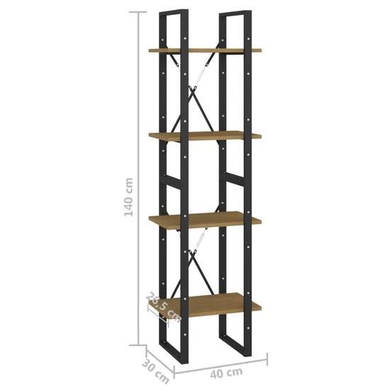 Boekenkast met 4 schappen 40x30x140 cm massief grenenhout MeubelReus
