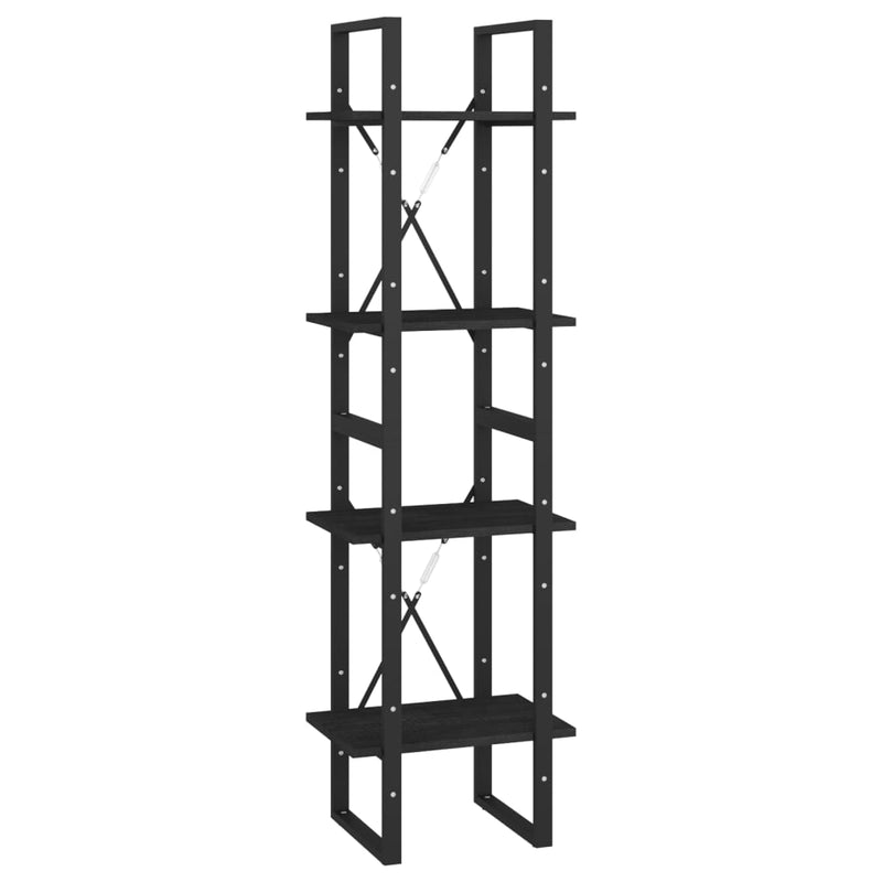 Boekenkast met 4 schappen 40x30x140 cm massief grenenhout zwart MeubelReus