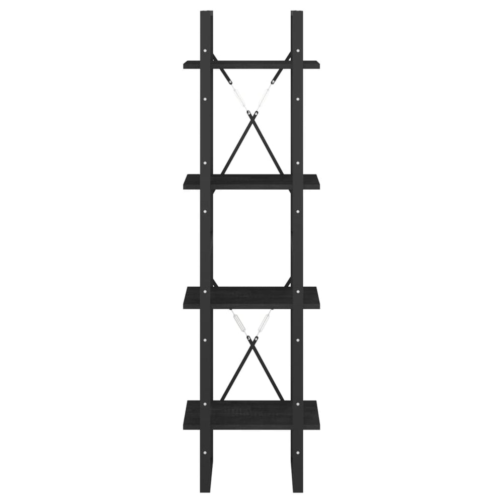 Boekenkast met 4 schappen 40x30x140 cm massief grenenhout zwart MeubelReus