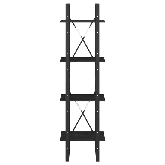 Boekenkast met 4 schappen 40x30x140 cm massief grenenhout zwart MeubelReus