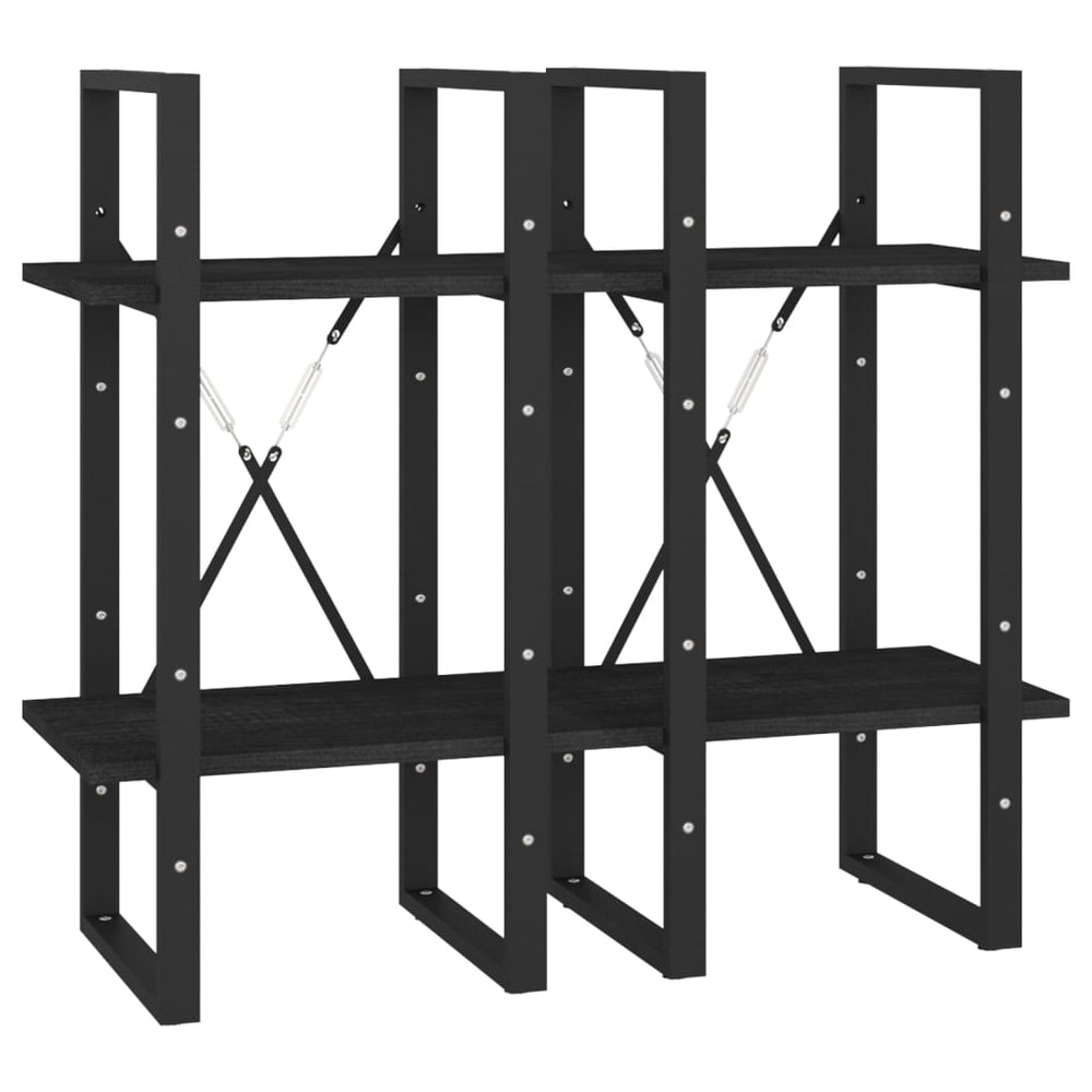 Boekenkast met 4 schappen 40x30x140 cm massief grenenhout zwart MeubelReus