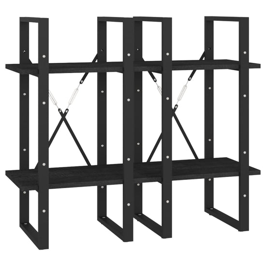 Boekenkast met 4 schappen 40x30x140 cm massief grenenhout zwart MeubelReus