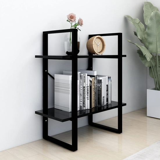 Boekenkast met 2 schappen 60x30x70 cm spaanplaat zwart MeubelReus