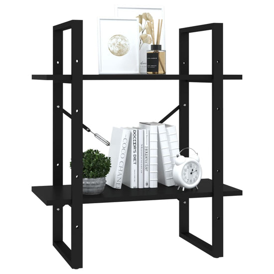 Boekenkast met 2 schappen 60x30x70 cm spaanplaat zwart MeubelReus