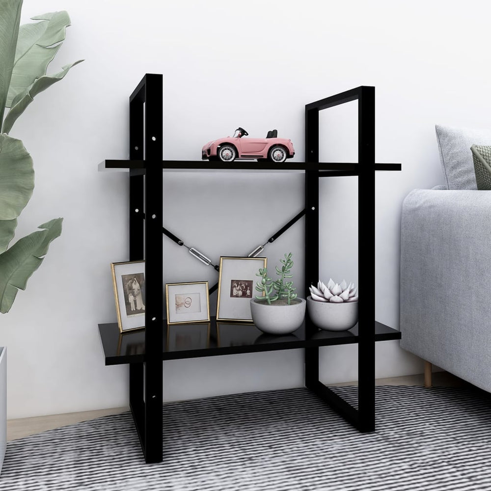 Boekenkast met 2 schappen 60x30x70 cm spaanplaat zwart MeubelReus