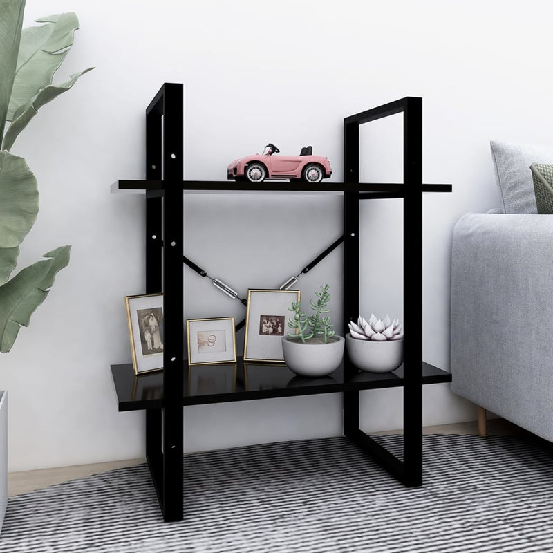 Boekenkast met 2 schappen 60x30x70 cm spaanplaat zwart MeubelReus
