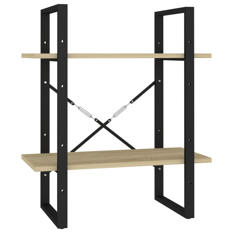 Boekenkast met 2 schappen 60x30x70 cm spaanplaat sonoma eiken MeubelReus