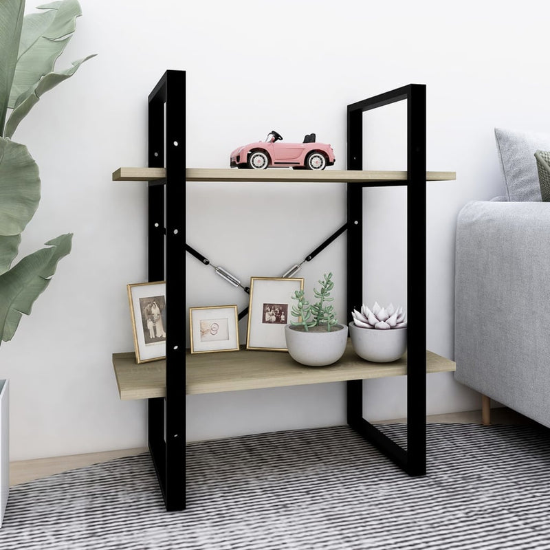 Boekenkast met 2 schappen 60x30x70 cm spaanplaat sonoma eiken MeubelReus