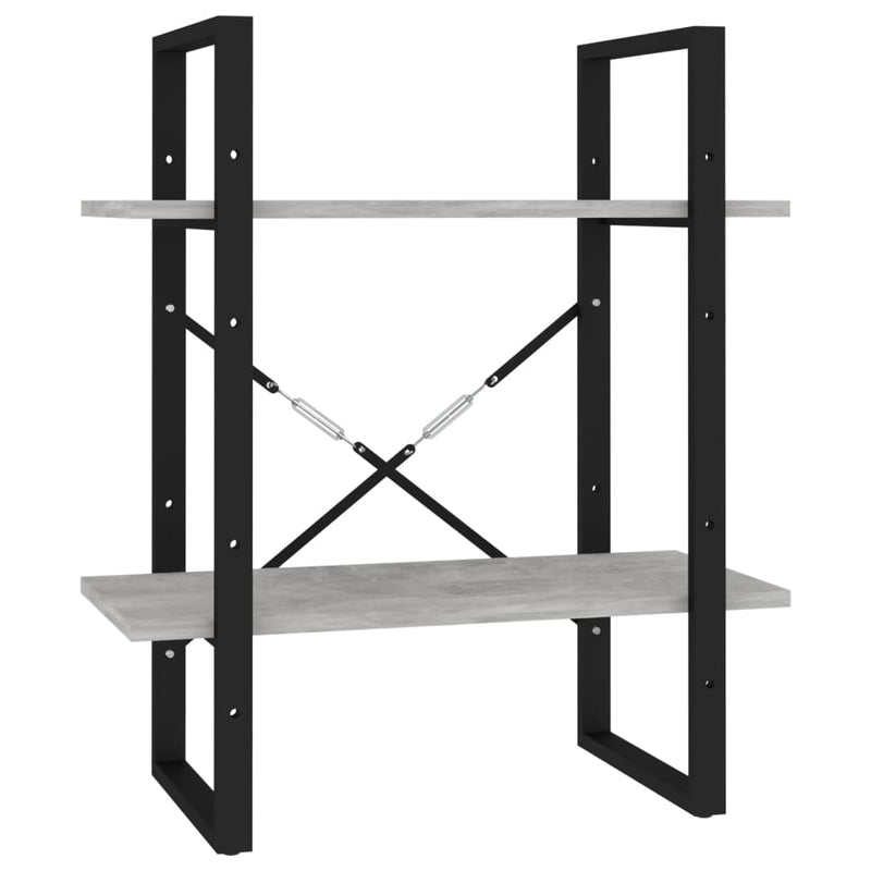 Boekenkast met 2 schappen 60x30x70 cm spaanplaat betongrijs MeubelReus
