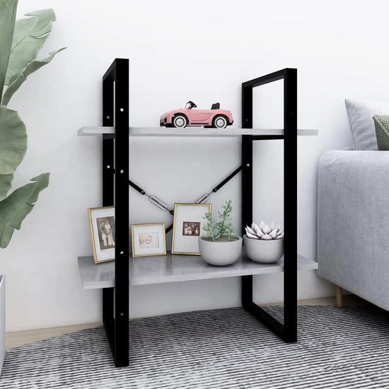 Boekenkast met 2 schappen 60x30x70 cm spaanplaat betongrijs MeubelReus