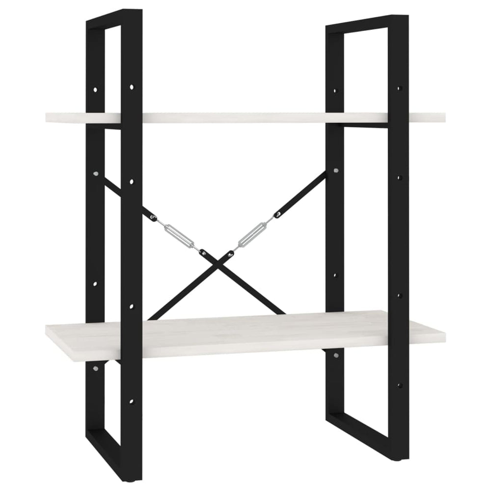 Boekenkast met 2 schappen 40x30x70 cm massief grenenhout wit MeubelReus