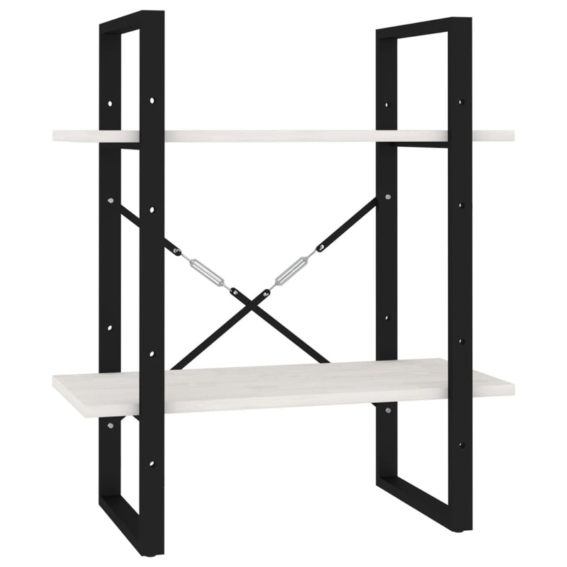 Boekenkast met 2 schappen 40x30x70 cm massief grenenhout wit MeubelReus