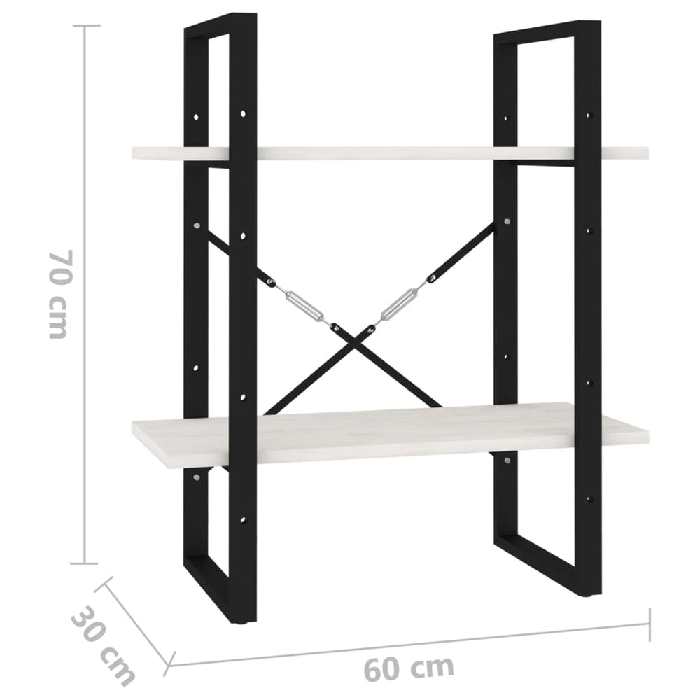 Boekenkast met 2 schappen 40x30x70 cm massief grenenhout wit MeubelReus