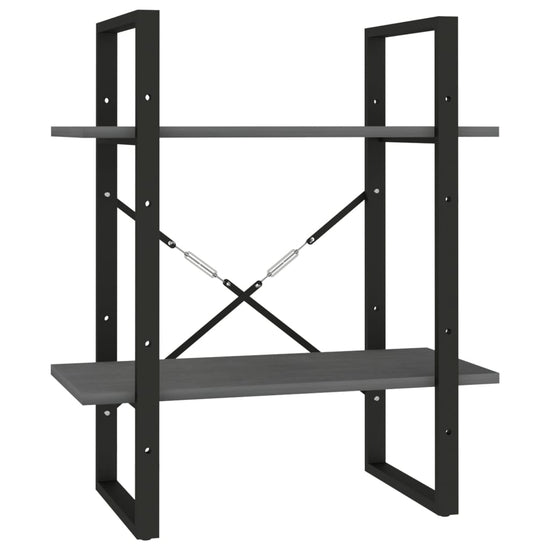 Boekenkast met 2 schappen 60x30x70 cm massief grenenhout grijs MeubelReus
