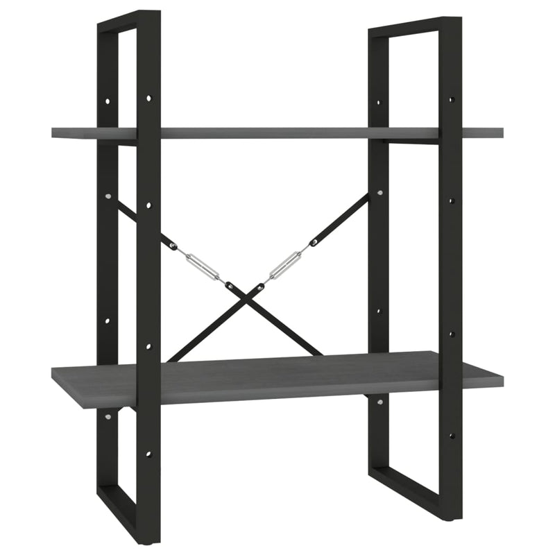 Boekenkast met 2 schappen 60x30x70 cm massief grenenhout grijs MeubelReus
