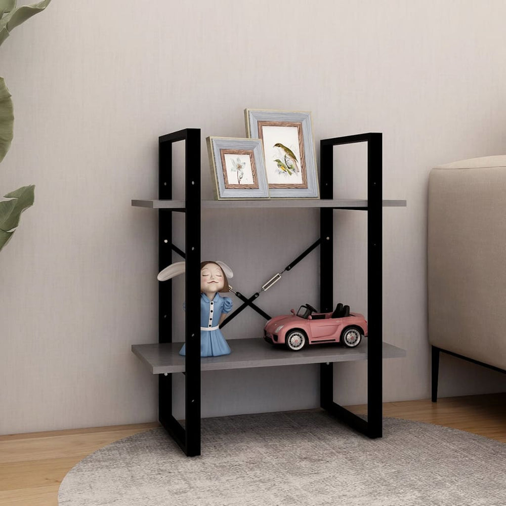 Boekenkast met 2 schappen 60x30x70 cm massief grenenhout grijs MeubelReus
