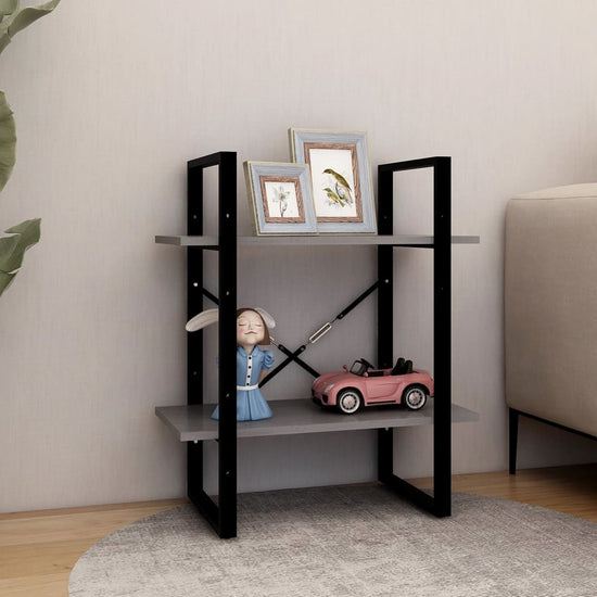 Boekenkast met 2 schappen 60x30x70 cm massief grenenhout grijs MeubelReus