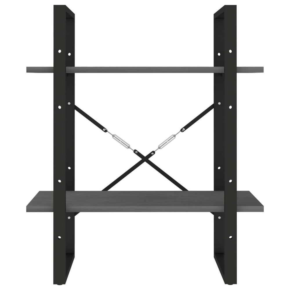 Boekenkast met 2 schappen 60x30x70 cm massief grenenhout grijs MeubelReus