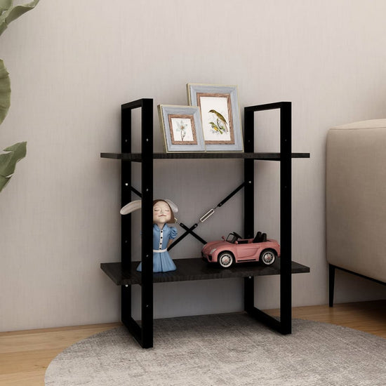Boekenkast met 2 schappen 60x30x70 cm massief grenenhout zwart MeubelReus