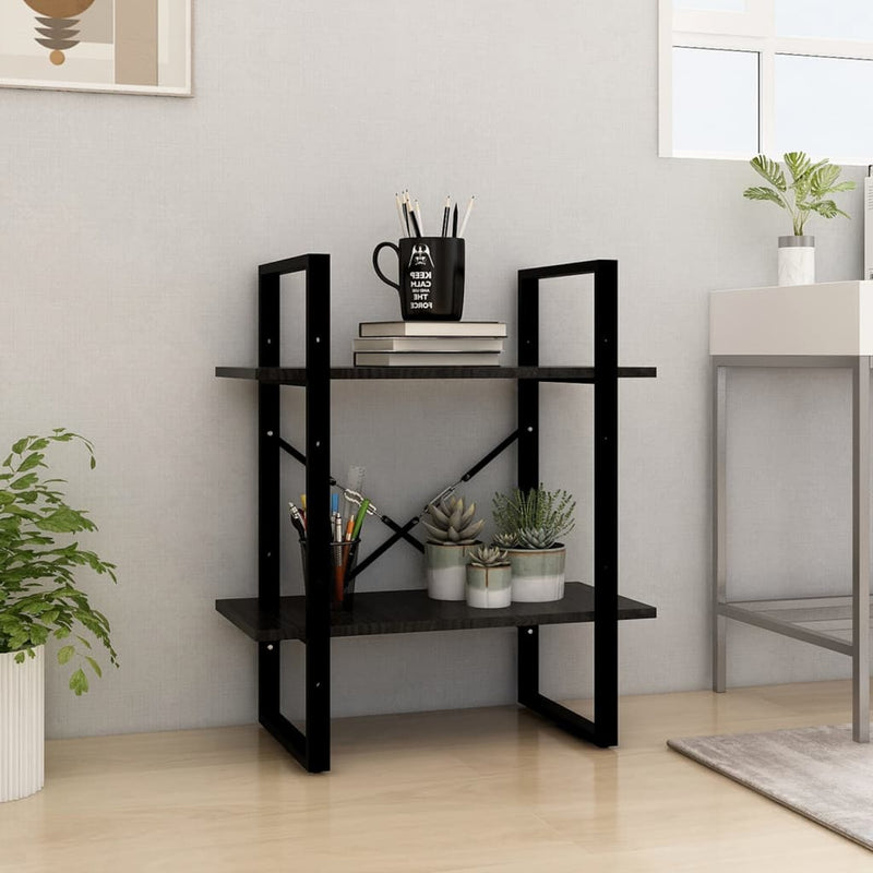 Boekenkast met 2 schappen 60x30x70 cm massief grenenhout zwart MeubelReus