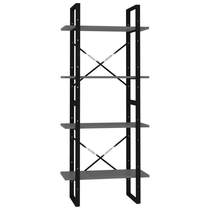 Boekenkast met 4 schappen 60x30x140 cm spaanplaat grijs MeubelReus