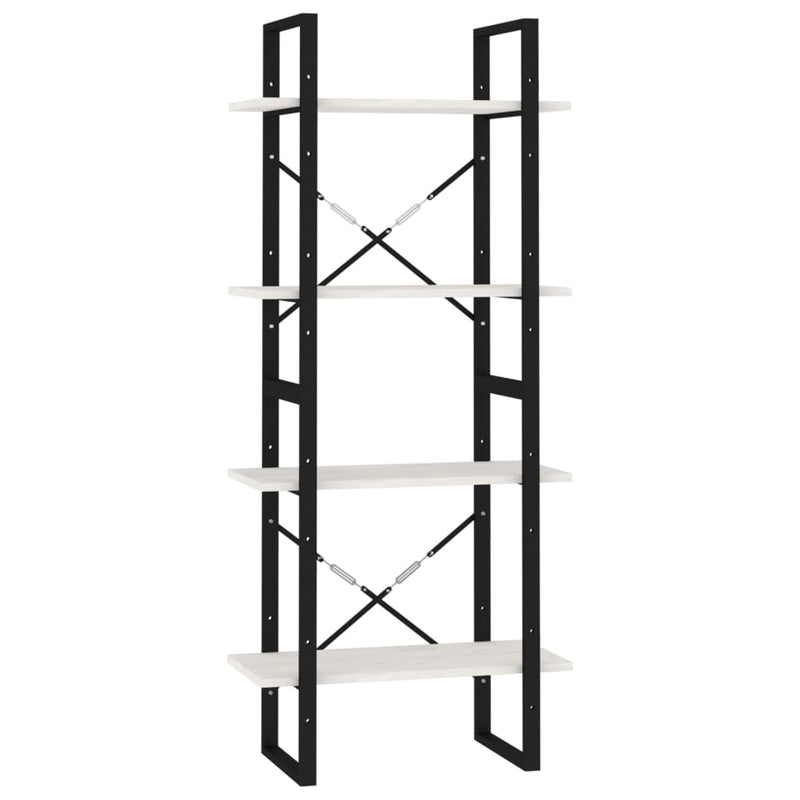 Boekenkast met 4 schappen 60x30x140 cm massief grenenhout wit MeubelReus