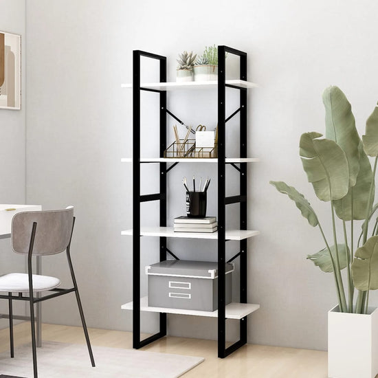 Boekenkast met 4 schappen 60x30x140 cm massief grenenhout wit MeubelReus