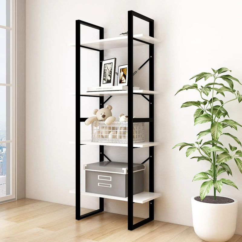 Boekenkast met 4 schappen 60x30x140 cm massief grenenhout wit MeubelReus