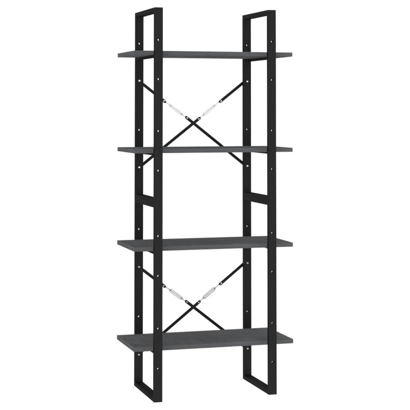 Boekenkast met 4 schappen 60x30x140 cm massief grenenhout grijs MeubelReus